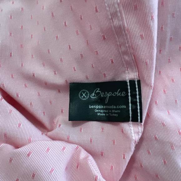 Men's Solid Pink Button Up Long Sleeve Dress Shirt /Size Large - Picture 4 of 7